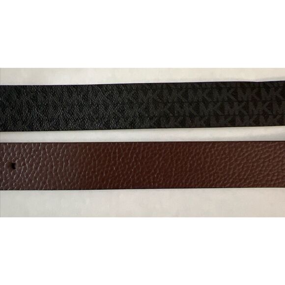 MICHAEL KORS BELT REVERSIBLE BLACK MK LOGO/BROWN 2-Tone MK LOGO BUCKLE STYLE!! - Picture 12 of 15